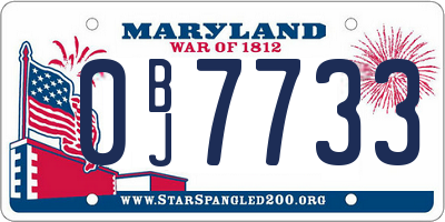 MD license plate 0BJ7733