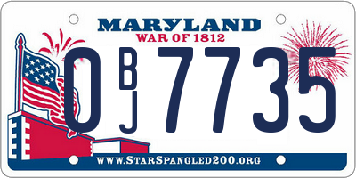 MD license plate 0BJ7735