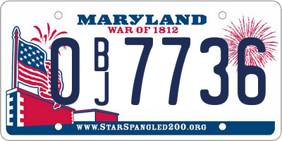 MD license plate 0BJ7736