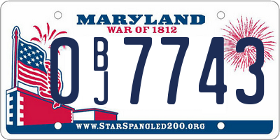 MD license plate 0BJ7743