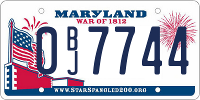 MD license plate 0BJ7744