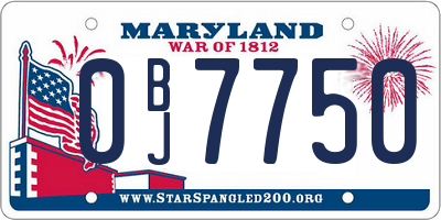 MD license plate 0BJ7750