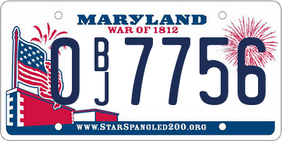 MD license plate 0BJ7756