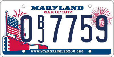 MD license plate 0BJ7759
