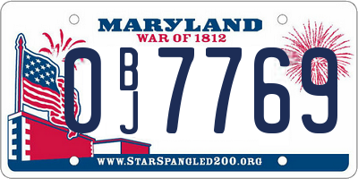 MD license plate 0BJ7769