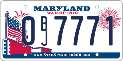 MD license plate 0BJ7771