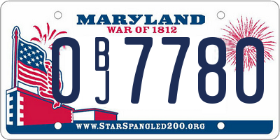 MD license plate 0BJ7780