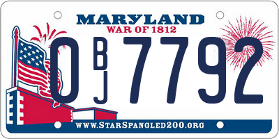 MD license plate 0BJ7792