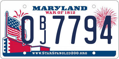 MD license plate 0BJ7794