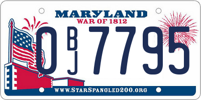 MD license plate 0BJ7795
