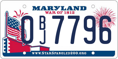 MD license plate 0BJ7796