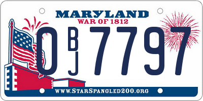MD license plate 0BJ7797