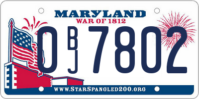 MD license plate 0BJ7802