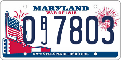 MD license plate 0BJ7803