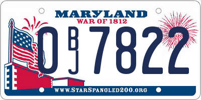 MD license plate 0BJ7822