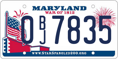 MD license plate 0BJ7835