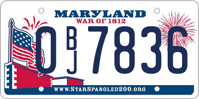 MD license plate 0BJ7836