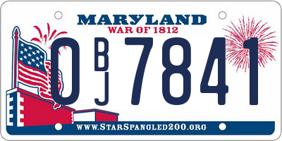 MD license plate 0BJ7841