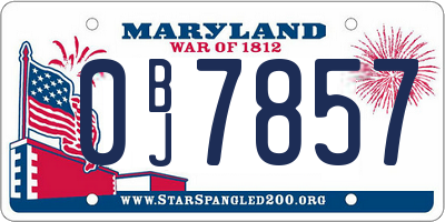 MD license plate 0BJ7857