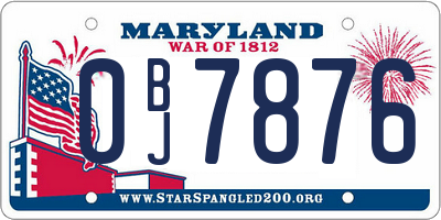 MD license plate 0BJ7876