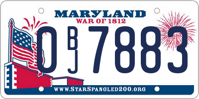 MD license plate 0BJ7883