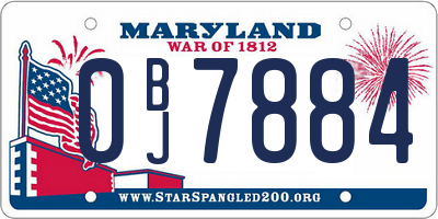 MD license plate 0BJ7884