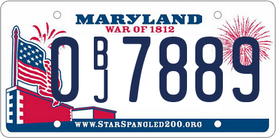 MD license plate 0BJ7889