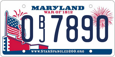 MD license plate 0BJ7890
