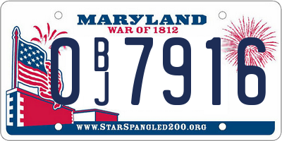 MD license plate 0BJ7916