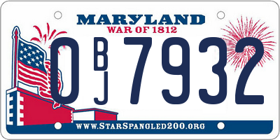 MD license plate 0BJ7932
