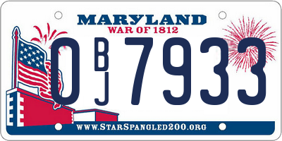 MD license plate 0BJ7933