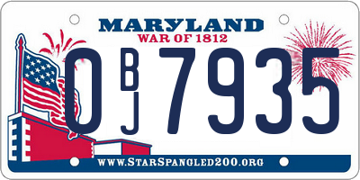 MD license plate 0BJ7935