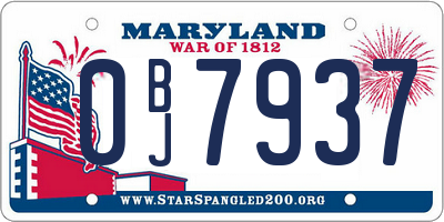 MD license plate 0BJ7937