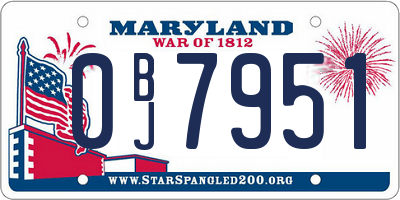 MD license plate 0BJ7951