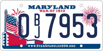 MD license plate 0BJ7953