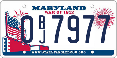 MD license plate 0BJ7977