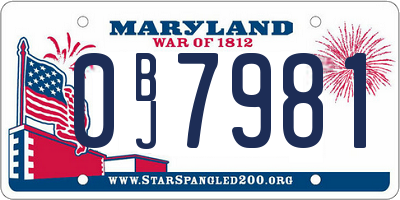 MD license plate 0BJ7981
