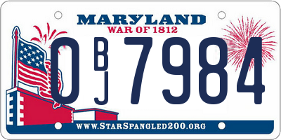 MD license plate 0BJ7984