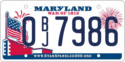 MD license plate 0BJ7986
