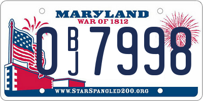 MD license plate 0BJ7998