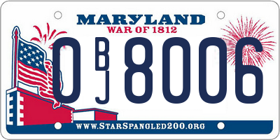 MD license plate 0BJ8006