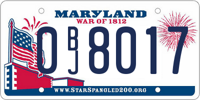 MD license plate 0BJ8017