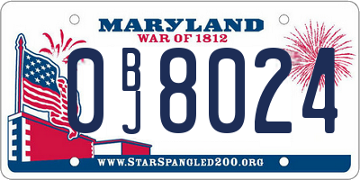 MD license plate 0BJ8024