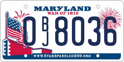 MD license plate 0BJ8036