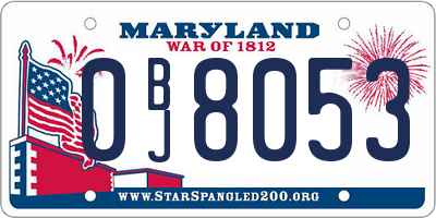 MD license plate 0BJ8053