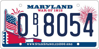 MD license plate 0BJ8054