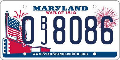 MD license plate 0BJ8086