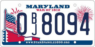 MD license plate 0BJ8094