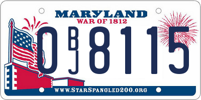 MD license plate 0BJ8115