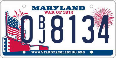 MD license plate 0BJ8134